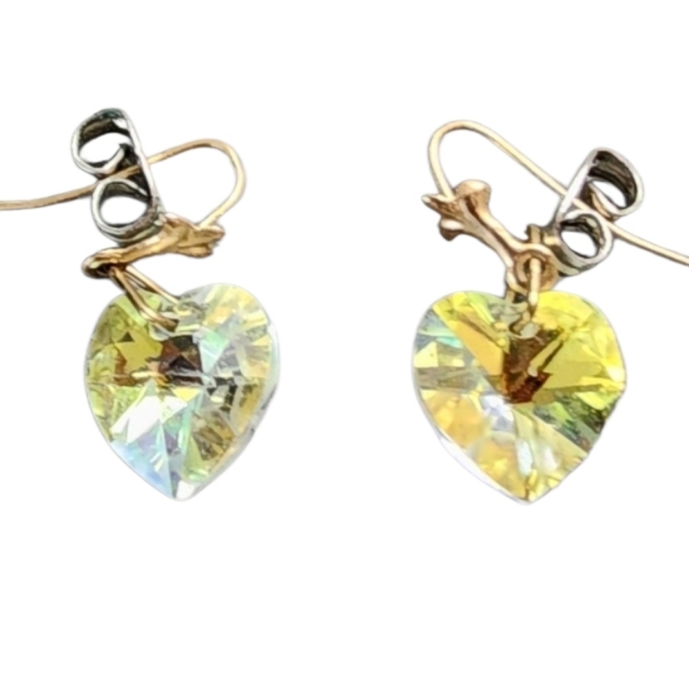 Iridescent Heart Crystal Earrings